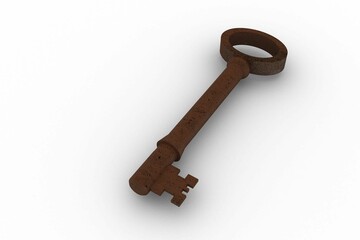 Digitally generated rusty old key