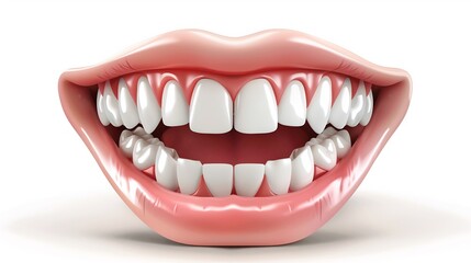 Close up of a denture set with pink gums and realistic white teeth isolated on a white background