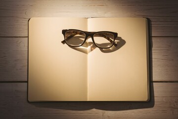 Eyeglasses on blank book at desk © vectorfusionart
