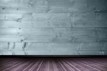 Obraz premium Light gray wood plank wall and darker plank floor are forming minimalistic flat design interior