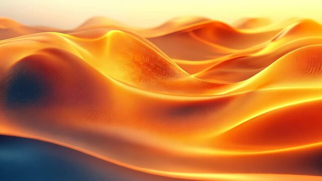 Abstract rendering of sunlit, undulating dunes.  Warm, orange hues create a textured, flowing landscape