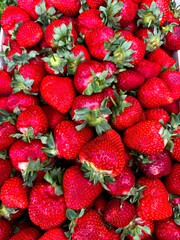 Texture of sweet fresh strawberries as background, closeup