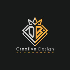 Obraz premium Luxury Letter Logo – Crown & Diamond Monogram for Creative Branding 