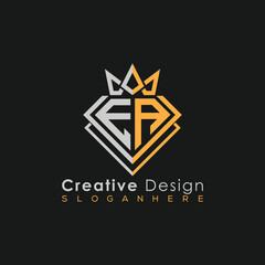 Obraz premium Luxury Letter Logo – Crown & Diamond Monogram for Creative Branding 