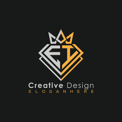 Luxury Letter Logo – Crown & Diamond Monogram for Creative Branding

