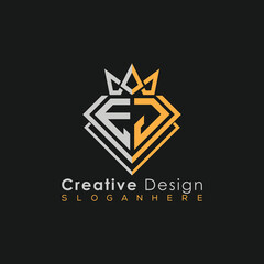 Luxury Letter Logo – Crown & Diamond Monogram for Creative Branding
