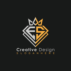 Luxury Letter Logo – Crown & Diamond Monogram for Creative Branding
