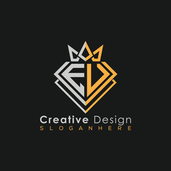 Luxury Letter Logo – Crown & Diamond Monogram for Creative Branding
