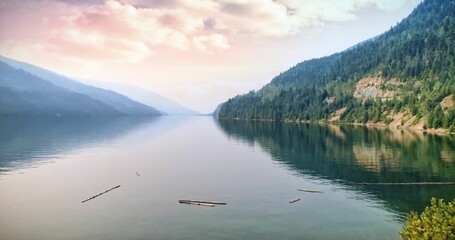River by mountains against sky