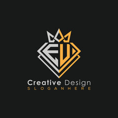 Fototapeta premium Luxury Letter Logo – Crown & Diamond Monogram for Creative Branding 