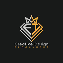 Luxury Letter Logo &ndash; Crown & Diamond Monogram for Creative Branding
