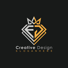 Luxury Letter Logo – Crown & Diamond Monogram for Creative Branding
