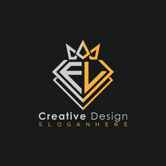 Luxury Letter Logo – Crown & Diamond Monogram for Creative Branding
