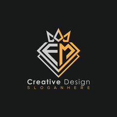 Luxury Letter Logo – Crown & Diamond Monogram for Creative Branding
