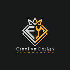 Obraz premium Luxury Letter Logo – Crown & Diamond Monogram for Creative Branding 