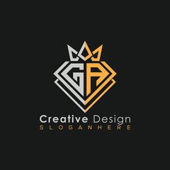 Luxury Letter Logo – Crown & Diamond Monogram for Creative Branding
