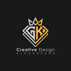 Obraz premium Luxury Letter Logo – Crown & Diamond Monogram for Creative Branding 