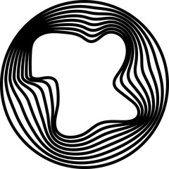 Circles round shape with liquid line. Concept technology