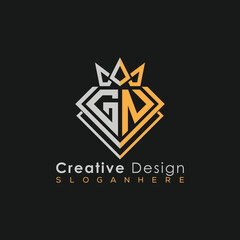 Obraz premium Luxury Letter Logo – Crown & Diamond Monogram for Creative Branding 