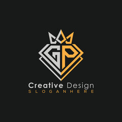 Luxury Letter Logo – Crown & Diamond Monogram for Creative Branding
