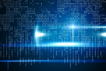 Blue technology interface with binary code