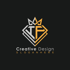 Luxury Letter Logo – Crown & Diamond Monogram for Creative Branding
