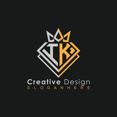 Luxury Letter Logo – Crown & Diamond Monogram for Creative Branding
