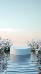 Digital technology Flowers Lake circular booth illustration poster background