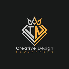 Luxury Letter Logo – Crown & Diamond Monogram for Creative Branding
