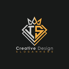 Obraz premium Luxury Letter Logo – Crown & Diamond Monogram for Creative Branding 