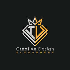 Luxury Letter Logo – Crown & Diamond Monogram for Creative Branding
