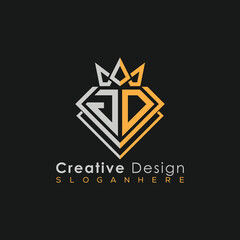 Luxury Letter Logo – Crown & Diamond Monogram for Creative Branding
