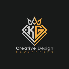 Obraz premium Luxury Letter Logo – Crown & Diamond Monogram for Creative Branding 