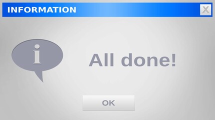 Image of all done text on grey background