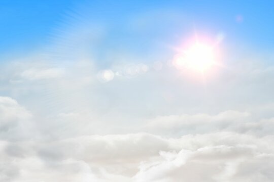 Fototapeta Blue sky with sunshine and clouds