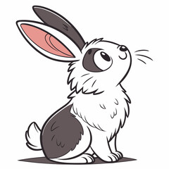 Fluffy Eared Bunny Face Vector