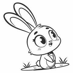 Kawaii Style Bunny in Black and White