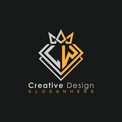 Luxury Letter Logo – Crown & Diamond Monogram for Creative Branding
