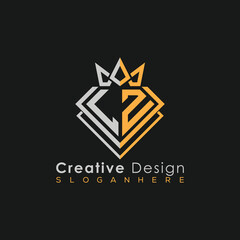Obraz premium Luxury Letter Logo – Crown & Diamond Monogram for Creative Branding 