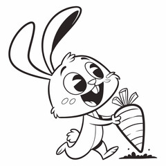 Bunny Hugging Carrot Icon Vector