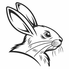 Bunny Head Emblem in Bold Lines