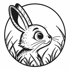 Bunny in Circle Icon Vector