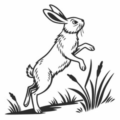 Bunny in Jumping Pose Vector Icon