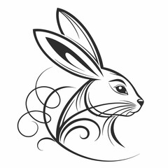 Bunny Logo Style Icon with Clean Lines