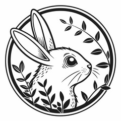Bunny Inside a Circle Badge Icon