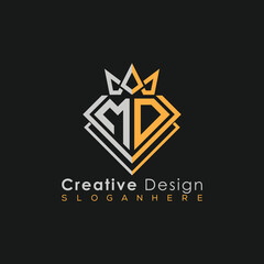 Luxury Letter Logo – Crown & Diamond Monogram for Creative Branding
