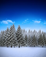 Fototapeta premium Fir tree forest in snowy landscape