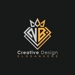 Luxury Letter Logo – Crown & Diamond Monogram for Creative Branding
