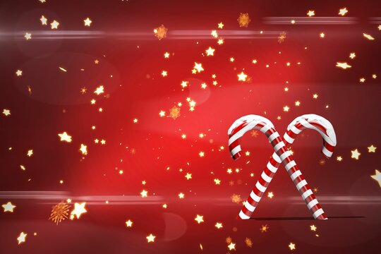 Naklejki Christmas candy canes on red