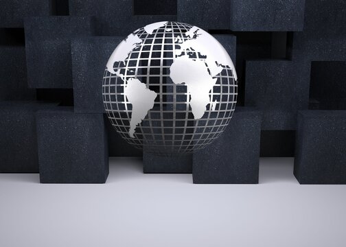 Fototapeta Planet on black abstract background